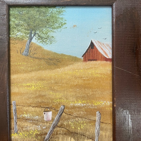 Rustic Framed Landscape Painting ( 11.5 in tall x 9.5 inches wide) - Picture 4 of 4